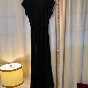 Tyche Black Maxi Dress with Ruffle Detail